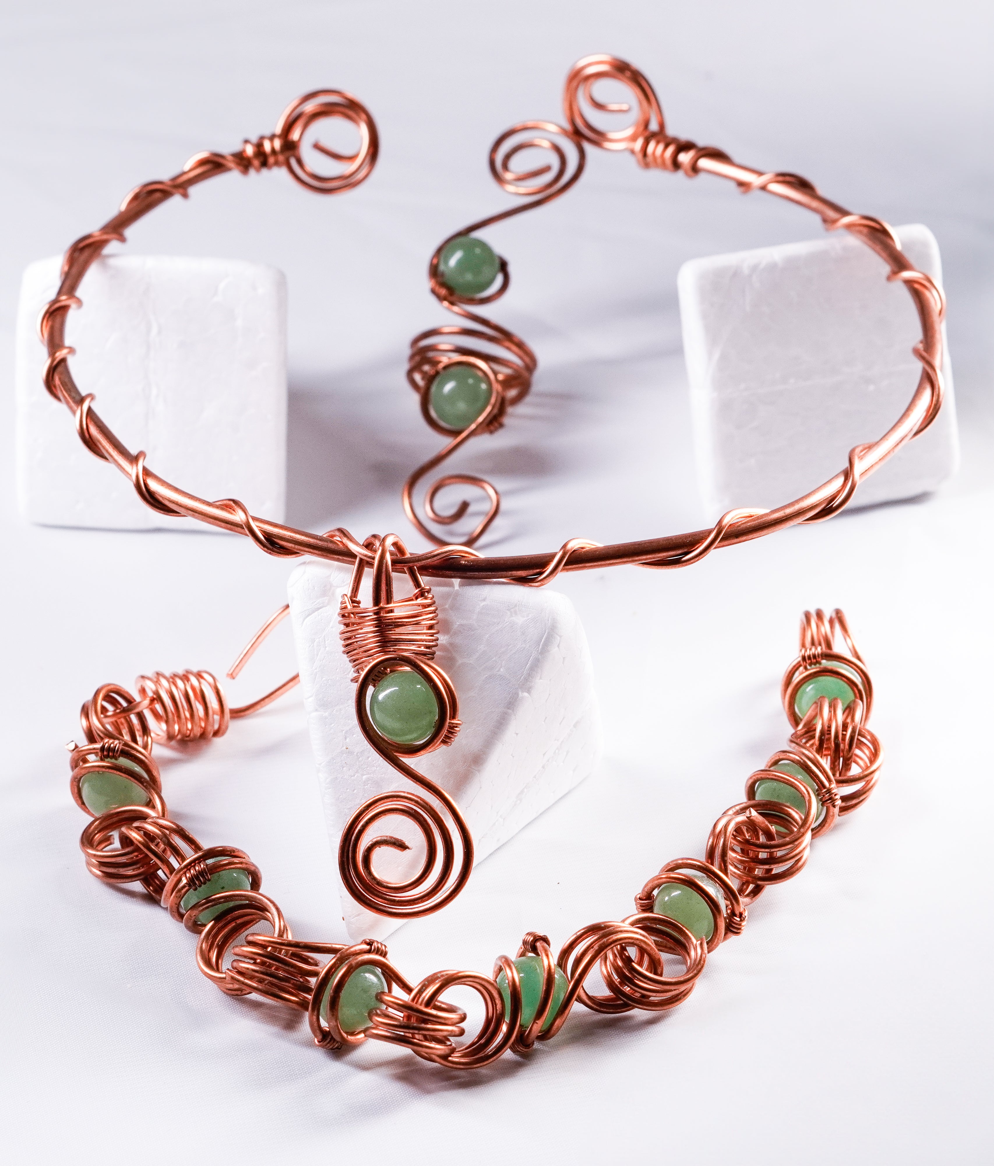 Love’s Light – Heart Chakra Jewelry Set (Ring, Bracelet & Choker)