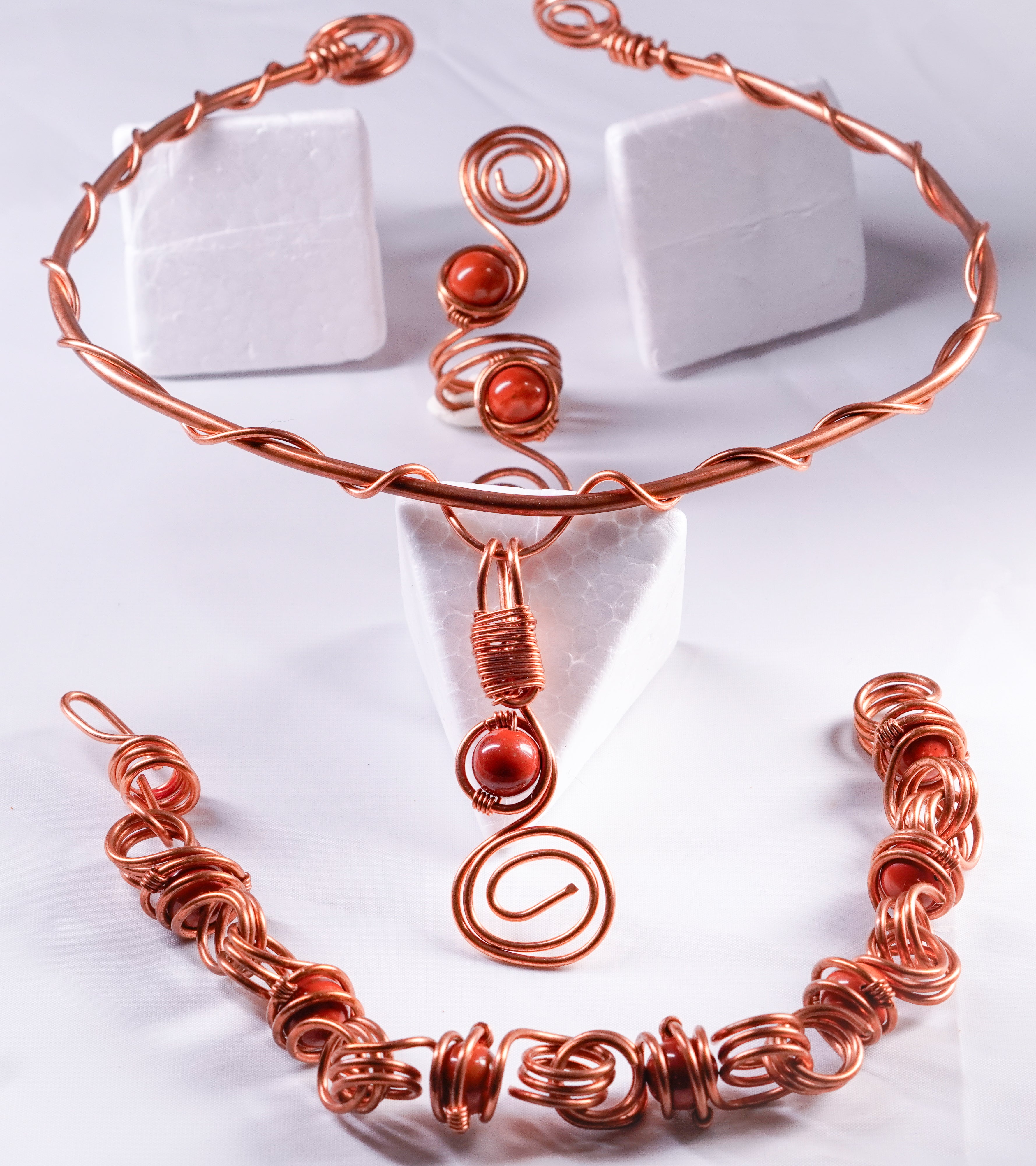 Rooted Radiance – Root Chakra Jewelry Set (Ring, Bracelet & Choker)
