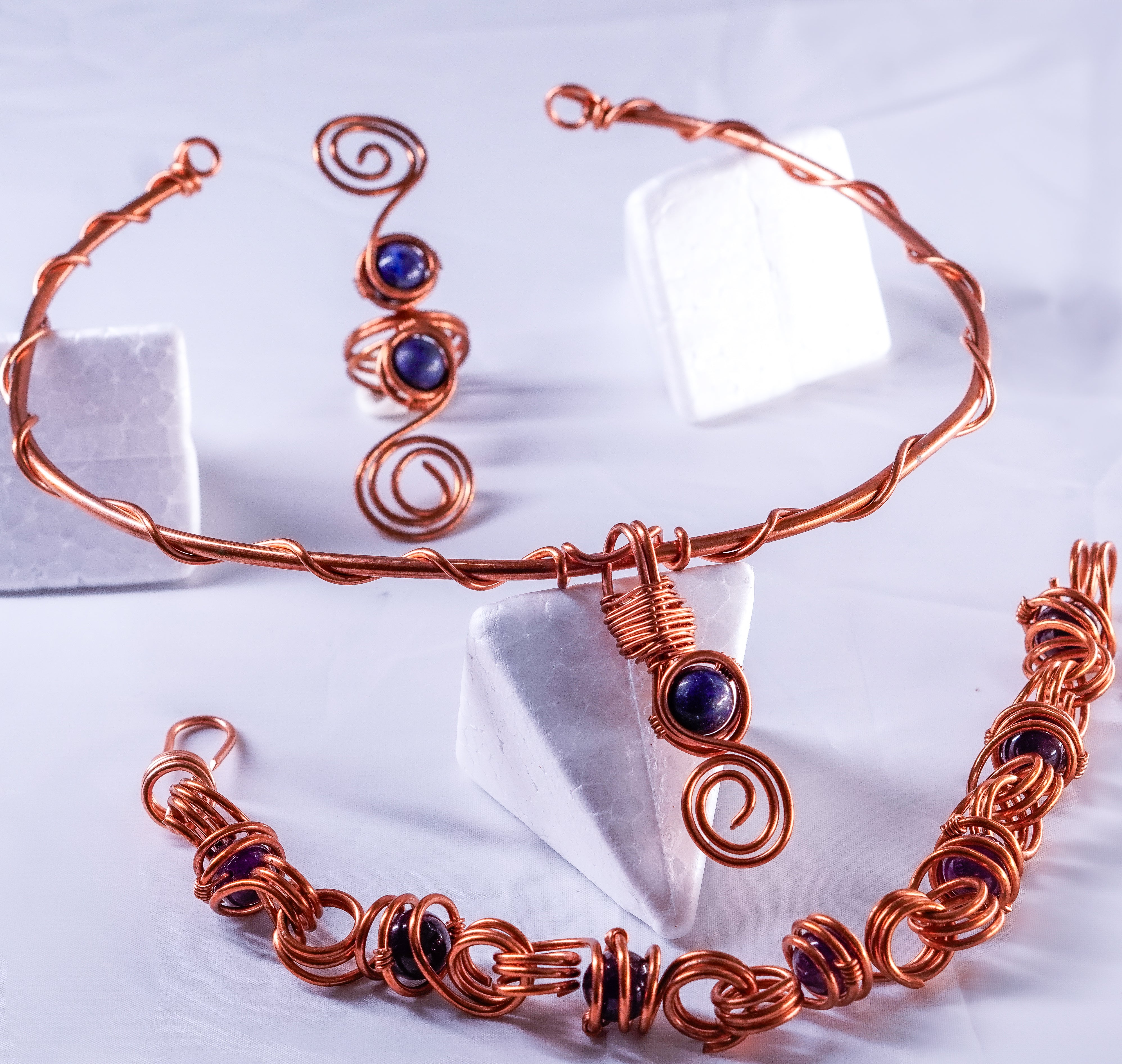 Divine Echo – Throat Chakra Jewelry Set (Ring, Bracelet & Choker)