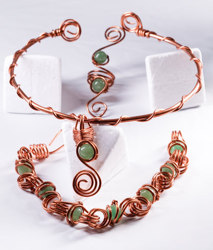 Love’s Light – Heart Chakra Jewelry Set (Ring, Bracelet & Choker)