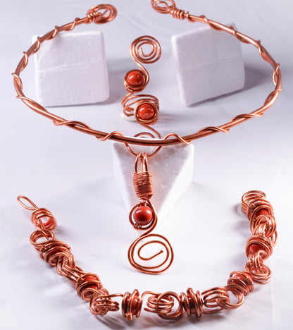 Rooted Radiance – Root Chakra Jewelry Set (Ring, Bracelet & Choker)